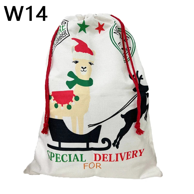 Christmas Gift Bag With Drawstring Santa Sacks Candy Cookie Storage Large Bag Xmas Tree Ornament Festival Decoration ShopOnlyDeal