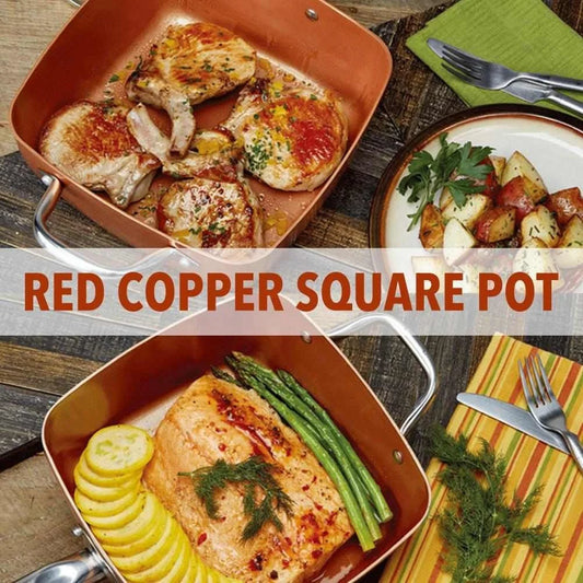 Red Copper Square Pot Set: Versatile Non-Stick Cookware for Every Culinary Adventure ShopOnlyDeal