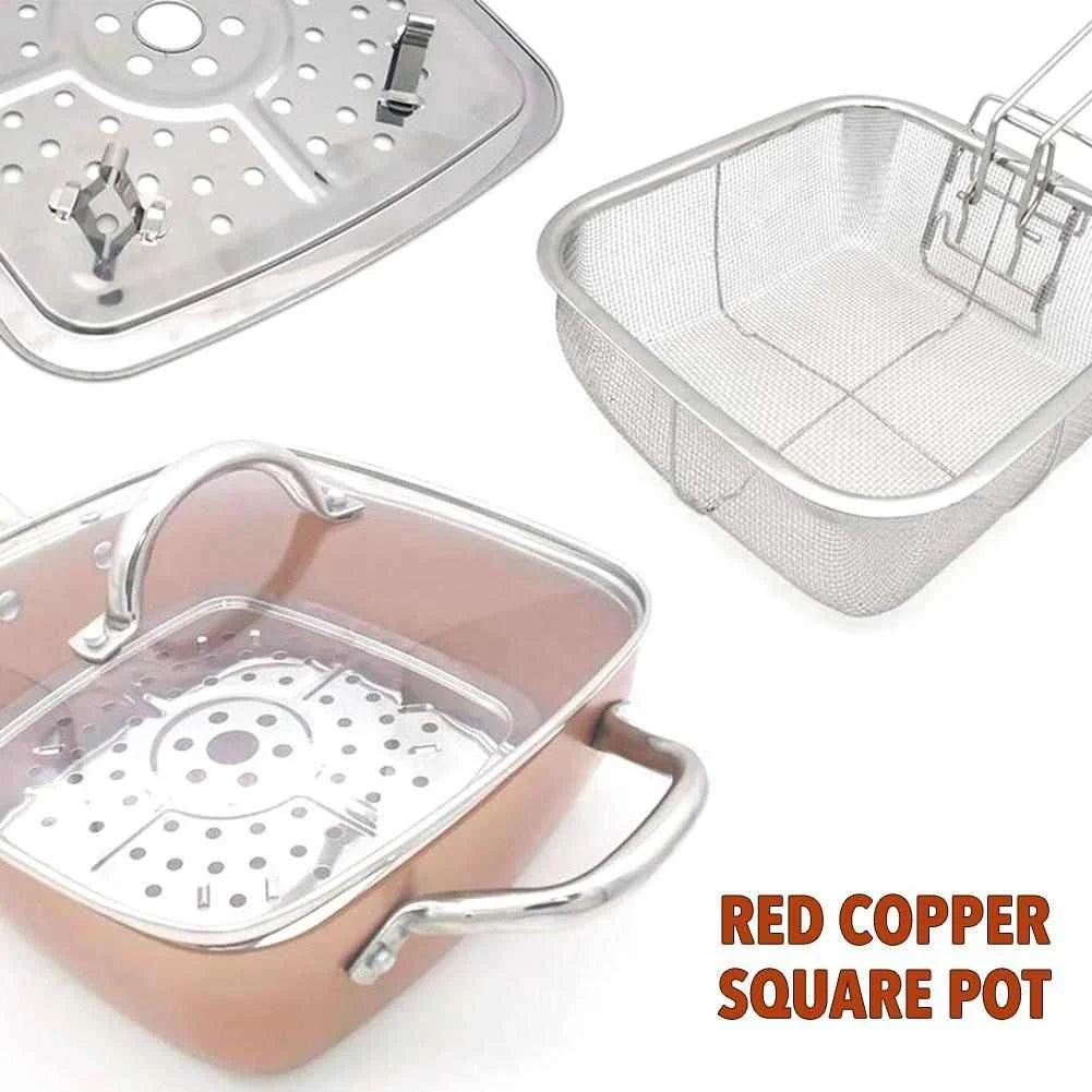 Red Copper Square Pot Set: Versatile Non-Stick Cookware for Every Culinary Adventure ShopOnlyDeal