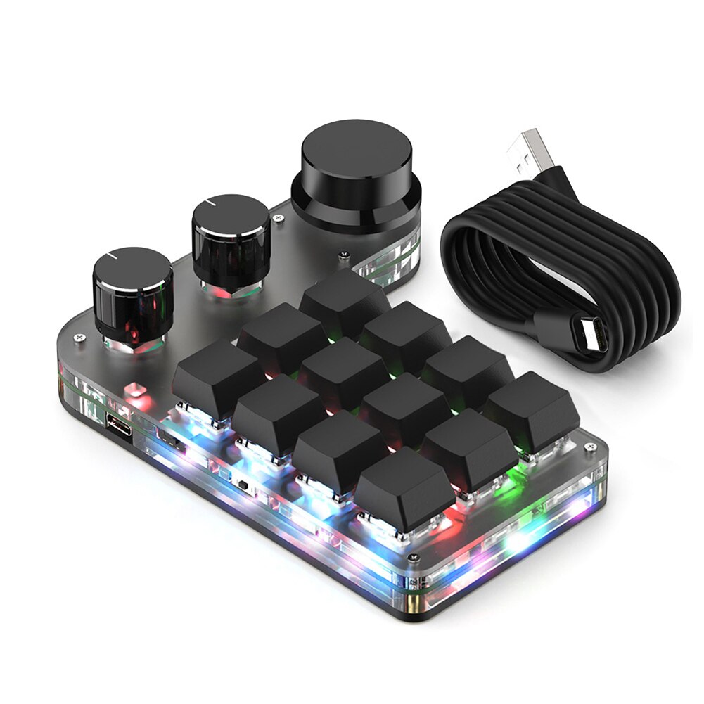 Programmable DIY Mechanical Keyboard RGB 12 Keys 3 Knob Custom Macro Keypad Bluetooth/USB Hotswap Keyboard for Macbook Laptop PC PC Peripheral Store