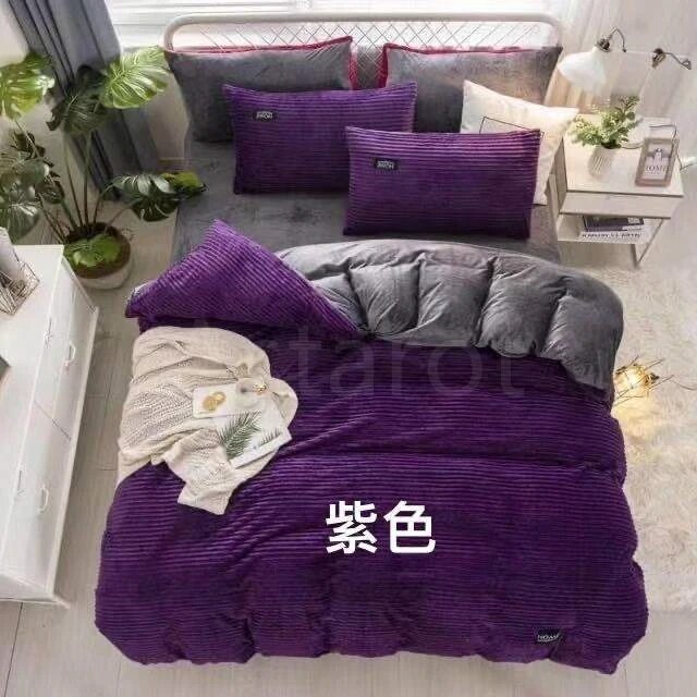 Pure Color Velvet Duvet Cover Winter Warm Thicken Bed Quilt Cover Pillowcase Double Bed Set Twin Queen King Duvet Cover 220x240 ShopOnlyDeal