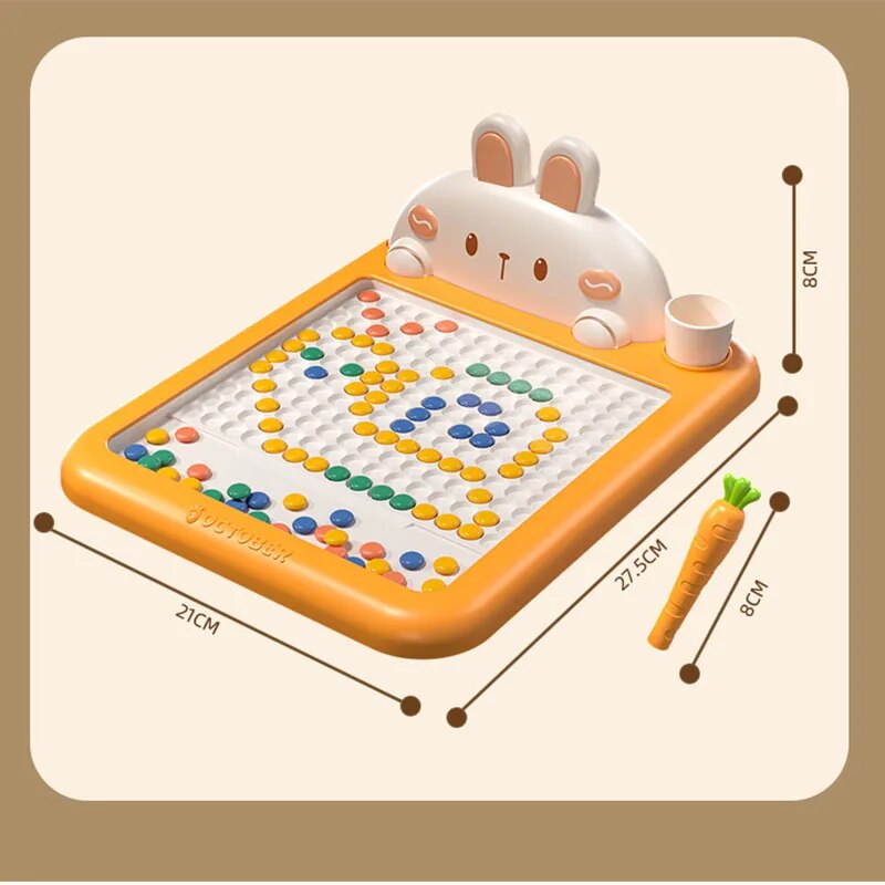 Rabbit Magnetic Drawing Board Carrot Magnet Pen Kids Reusable Drawing Toys Baby Beads Painting Doodle Sketch Pad Children Gifts ShopOnlyDeal