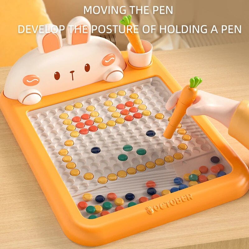 Rabbit Magnetic Drawing Board Carrot Magnet Pen Kids Reusable Drawing Toys Baby Beads Painting Doodle Sketch Pad Children Gifts ShopOnlyDeal