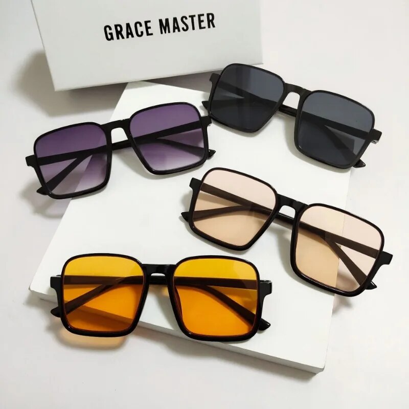 Retro Half Frame Sunglasses Fashion New Square Big Frame Ins Trendy Sunglasses ShopOnlyDeal