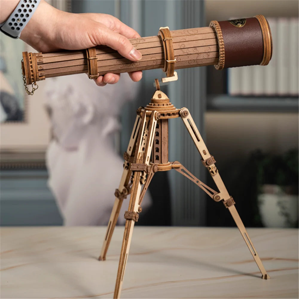 Telescopic Monocular Telescope Wooden Model Building Kits 1:1 DIY 314 pcsAssembly Toy Gift for Children Adult ShopOnlyDeal