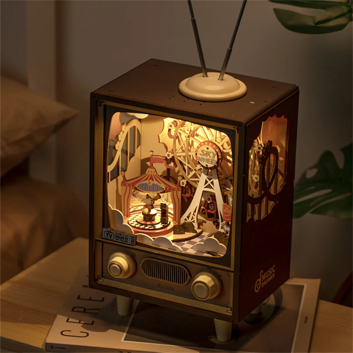 3D Wooden Music Box Building Kit Sunset Carnie Wood Puzzle DIY Night Light Desk Gift for Men Women Hobby ShopOnlyDeal