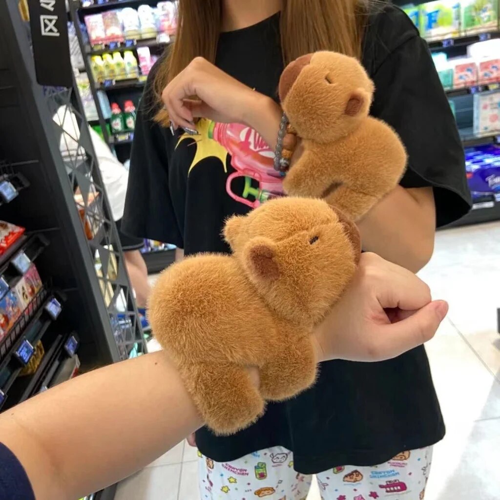 Kawaii Capybara Clap Circle Toys Slap Snap Wrap Wristband Bracelet Capybara Plush Hand Ring Fun Pop Circles Kids Christmas Gift ShopOnlyDeal