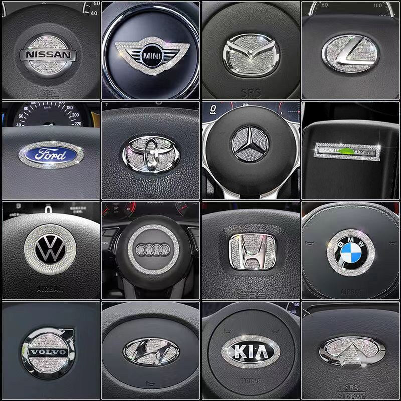 3D Diamond Car Steering Wheel Metal Decal Decoration Stickers Bling Rhinestone Auto Interior Accessories for Women ShopOnlyDeal