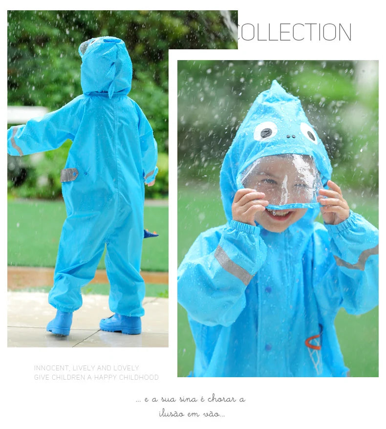 Kids Rain Suit with Hood :Stay Dry and Playful with Kids' Cartoon Animals Waterproof Rain Suit - Ideal for Children Aged 1-12! - Waterproof Jumpsuits Baby Cartoon Animals One Piece Raincoat Children Boys Girls Rainwear 1-12 Years ShopOnlyDeal