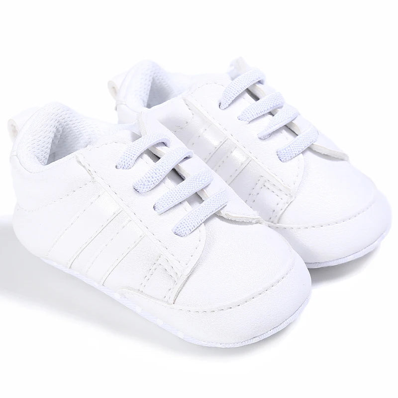 Infant Spring Shoe | Newborn Girls & Boys Recreational Baptism Non-Slip Walking Shoe | White Soft-Soled Sneaker Prewalker ShopOnlyDeal