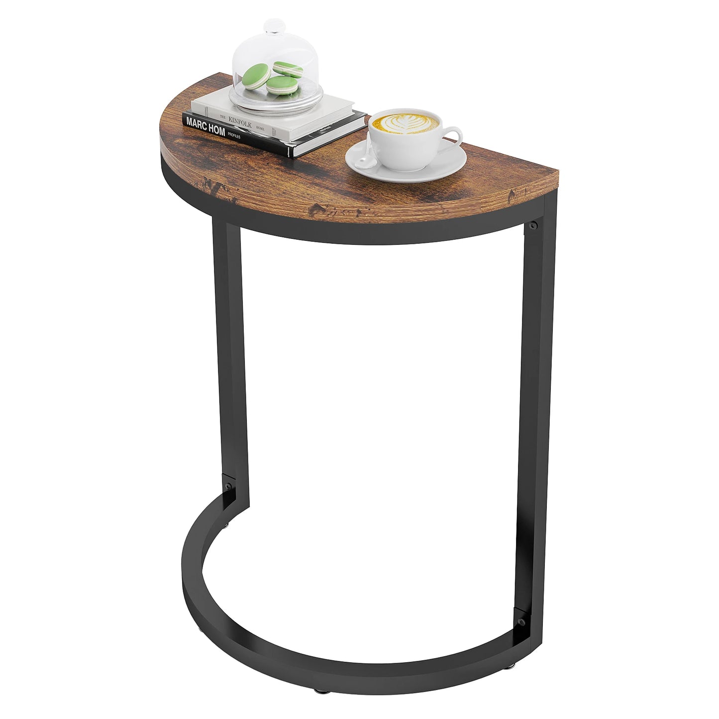 End Table Half Round Narrow Side Table with Metal Frame ShopOnlyDeal