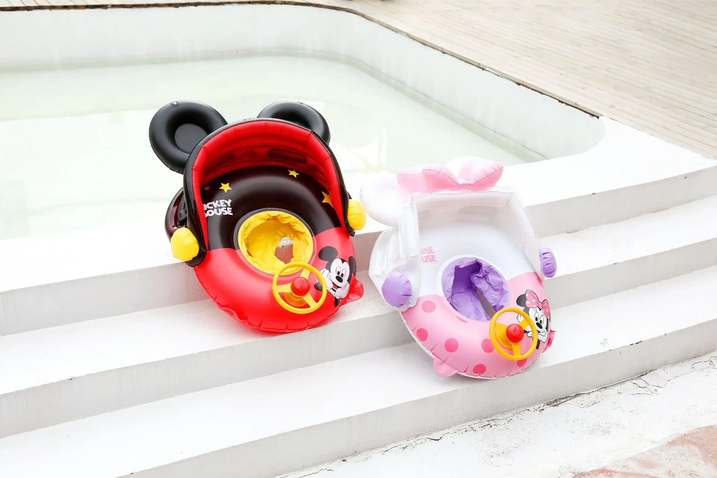 Cartoon Cute Baby Swimming Ring with Sunshade Pool Float Inflatable Swimming Circle Baby Seat Swimming Pool Toys ShopOnlyDeal