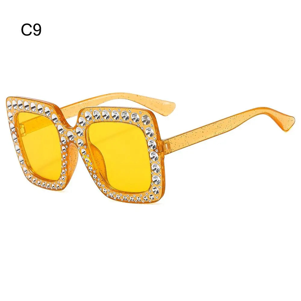 Sparkle in Style: Crystal Oversized Sunglasses for Women - Rhinestone Square Diamond Sun Glasses with Retro Big Frame ShopOnlyDeal