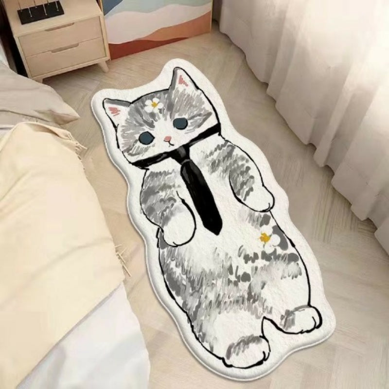 Door Bedside Mat Carpet Cartoon Furry Cat Floor Mat Living Room Tapis Cuisine Irregular Furry Thickened Decoration Tapestry ShopOnlyDeal