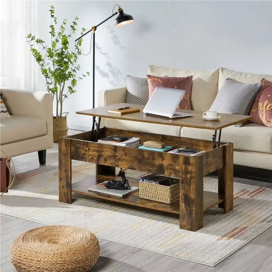 Easyfashion Modern 38.6" Rectangle Wooden Lift Top Coffee Table with Lower Shelf, Multiple Colors and Sizes ShopOnlyDeal