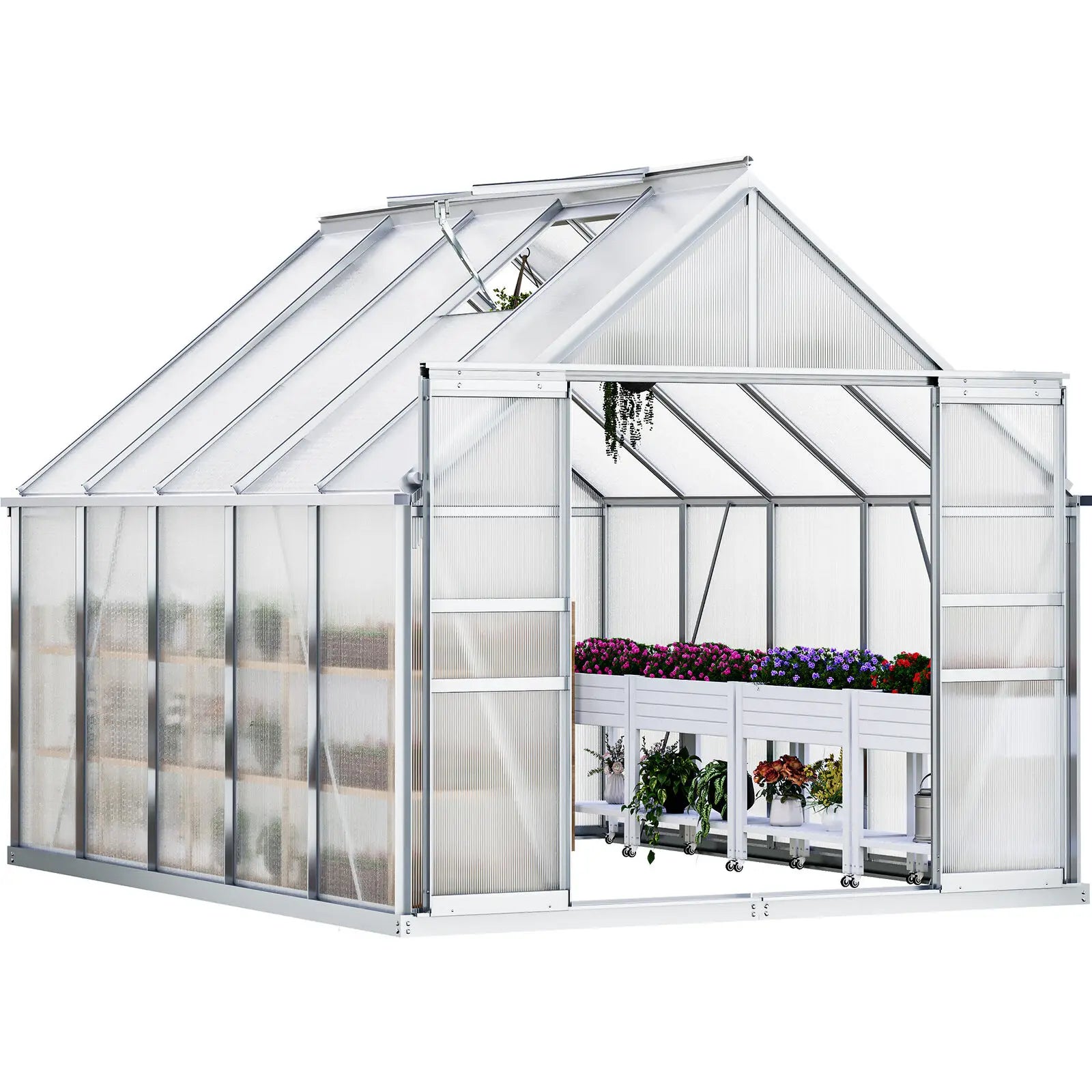 8x10 foot walk-in greenhouse, heavy-duty cultivation room with sliding door, garden planting house, vegetable breeding house ShopOnlyDeal