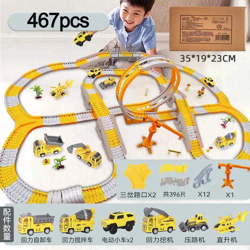 137-467pcs Children Electric Track Toy Car Engineering Car Kids Educational Toys Track Car Train Toys for Children Birthday Gift ShopOnlyDeal