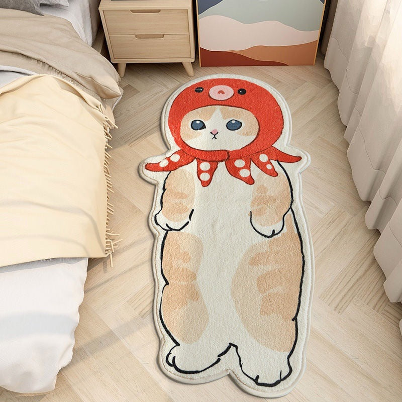 Door Bedside Mat Carpet Cartoon Furry Cat Floor Mat Living Room Tapis Cuisine Irregular Furry Thickened Decoration Tapestry ShopOnlyDeal