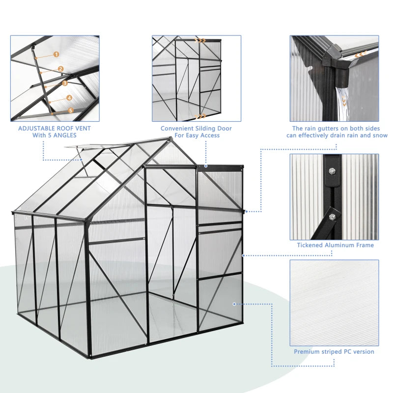 6 x 6 Foot Outdoor Garden Walk-In Greenhouse - Terrace Plant Breeding House, Windproof and Rainproof Courtyard Planting House ShopOnlyDeal