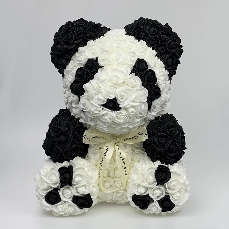 40cm Rose Bear - Artificial Foam Flower Rose Panda Decorations or Gifts for Memorial Day, Festivals, Thanksgiving Day, and Birthdays 🌹🐼🎉 ShopOnlyDeal