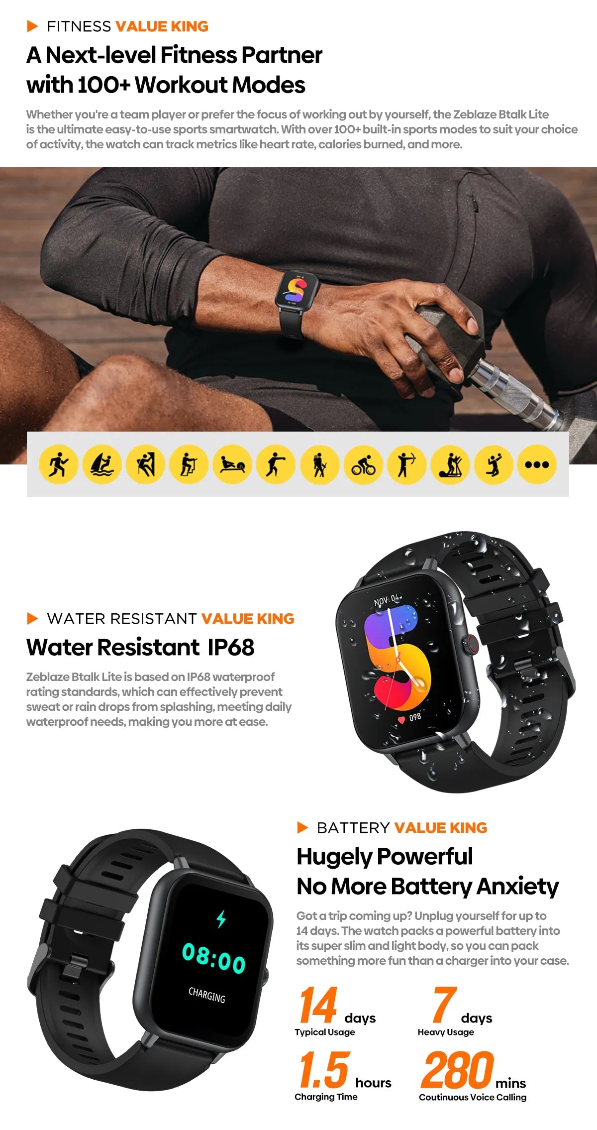 Zeblaze Btalk Lite Voice Calling Smart Watch Health Sport Monitoring Smart Notifications Voice Assistant Smartwatch Men Cutesliving Store