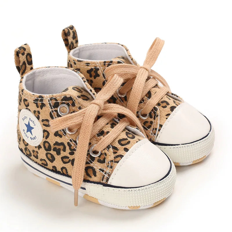 Classic Baby Shoe | Boy & Girl Leopard Print | Cute Animal Casual Flat Sneaker | First Baby Ankle Boot | Cotton Non-Slip First Walkers Shoe ShopOnlyDeal