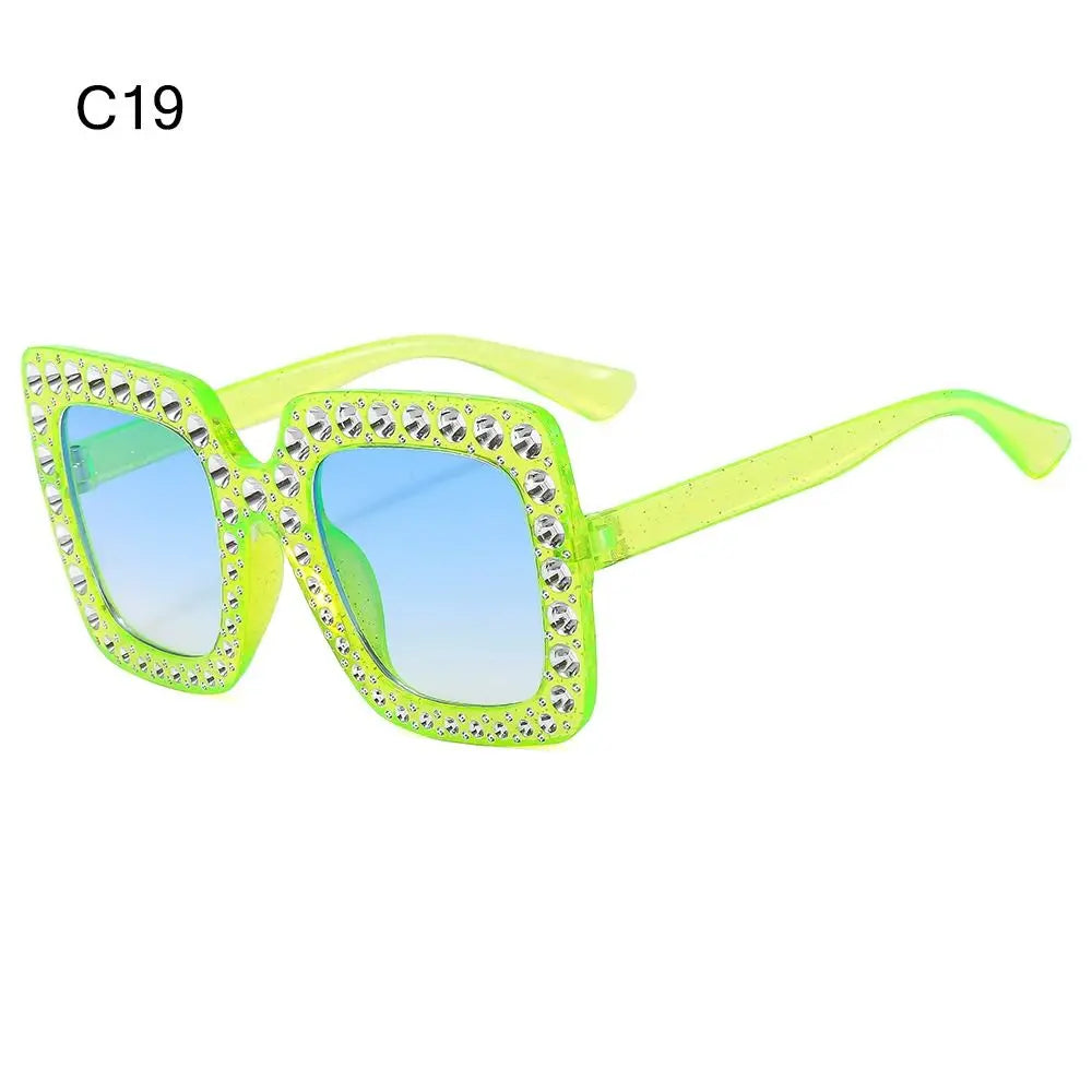 Sparkle in Style: Crystal Oversized Sunglasses for Women - Rhinestone Square Diamond Sun Glasses with Retro Big Frame ShopOnlyDeal