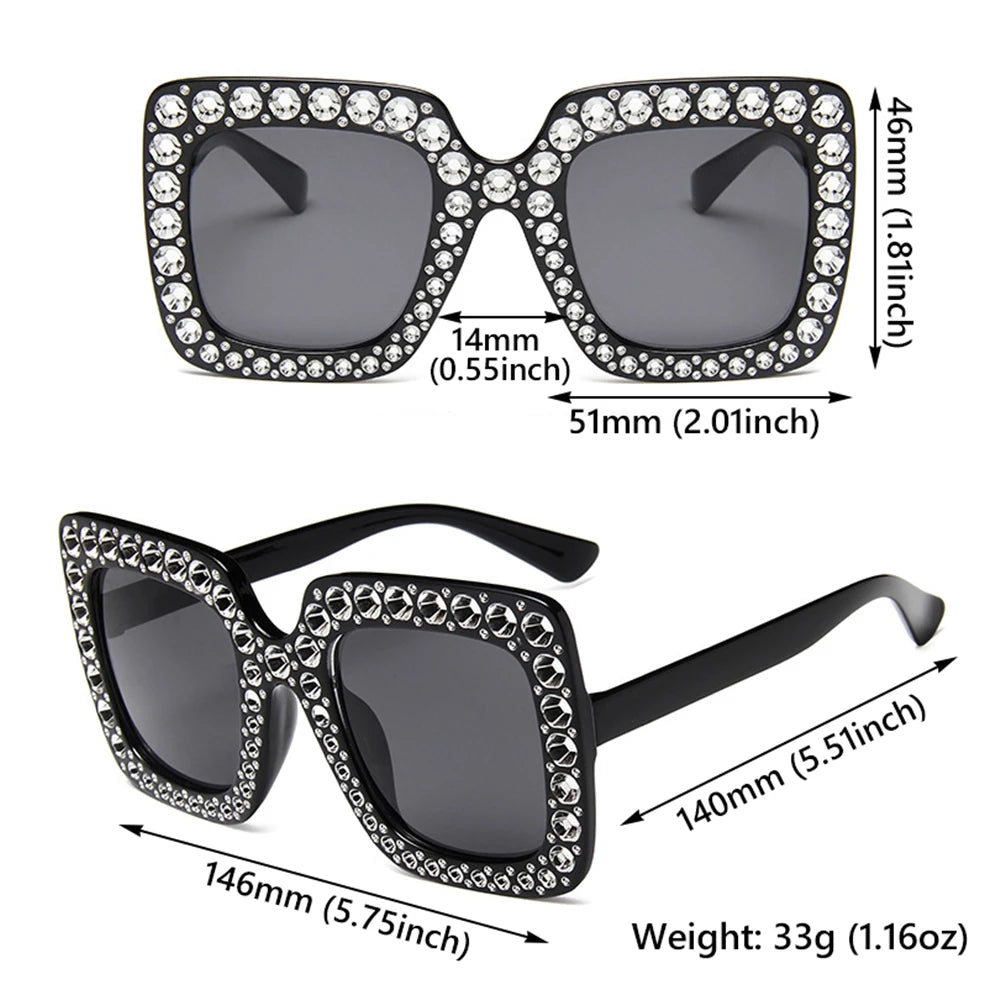 Crystal Oversized Sunglasses - Fashion Square Sunglasses for Women, Retro UV400 Eyewear ShopOnlyDeal