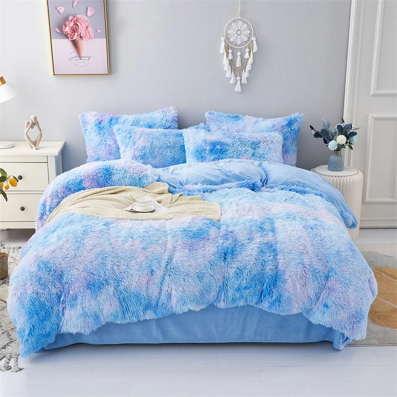 Plush Duvet Cover Pillowcase Warm And Cozy Bedding Three-Piece Set of Skin-friendly Fabric for Single And Double Beds ShopOnlyDeal