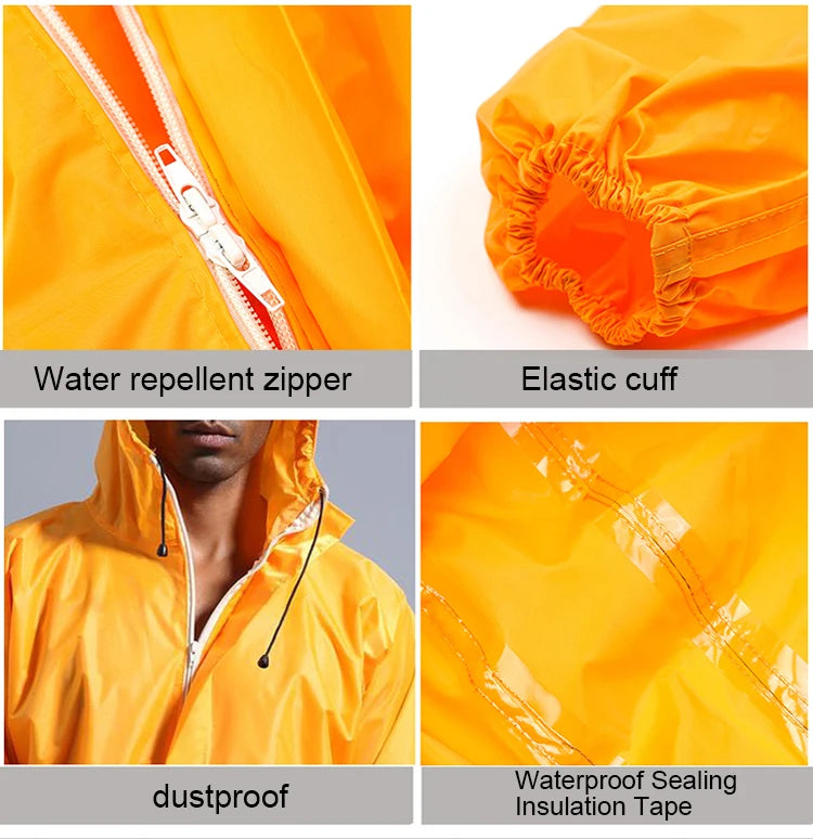 Conjoined Raincoat Coverall Hat Work Safety Clothing Adult Biker Men's Raincoat Rain Cover Chubasquero Hombre Coat Jacket Foyergo Drop Shipping Store