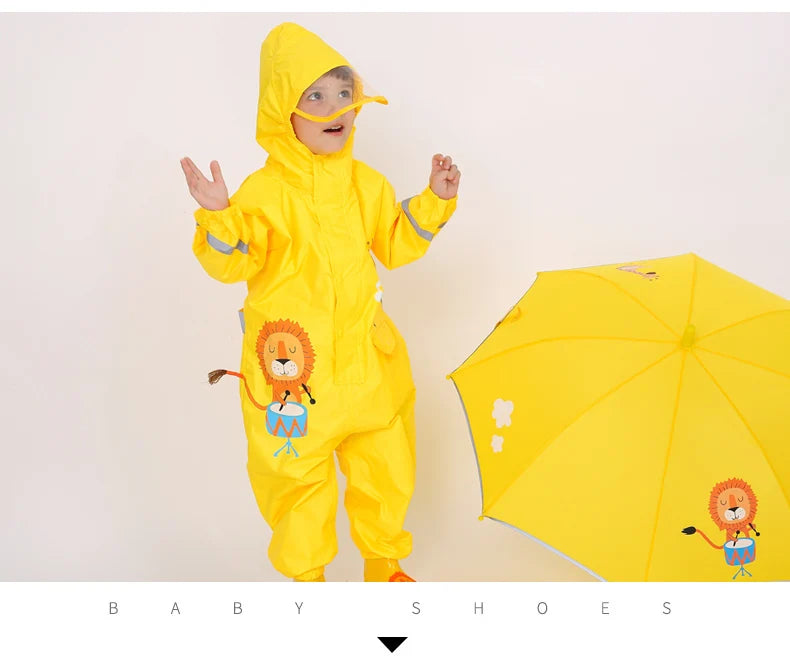 Kids Rain Suit with Hood :Stay Dry and Playful with Kids' Cartoon Animals Waterproof Rain Suit - Ideal for Children Aged 1-12! - Waterproof Jumpsuits Baby Cartoon Animals One Piece Raincoat Children Boys Girls Rainwear 1-12 Years ShopOnlyDeal