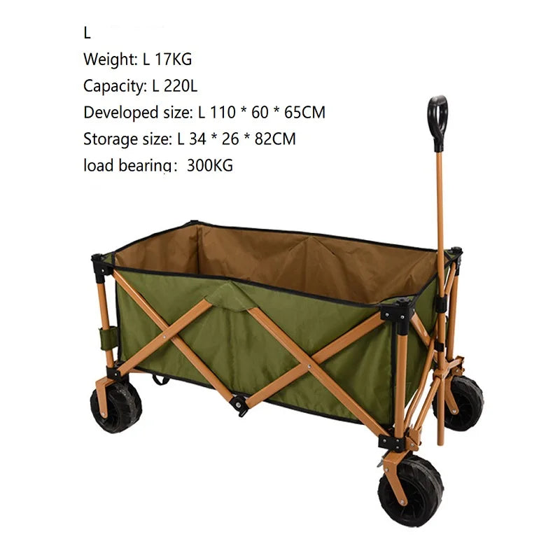 Outdoor Trolley Detachable Folding Four-Way Wide Wheel Trolley Outdoor Campground Car Picnic pull cart ShopOnlyDeal