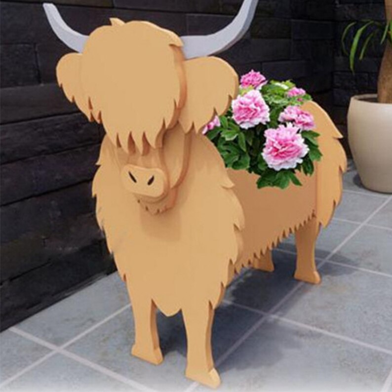 Farm Animals Garden Planter Flower Pot Cat Shape Planter Cows Horse Sheep Rabbit Bear Elephant Garden Pots DIY PVC Flower Highlander Cow Planter Garden Home Decor Forest Animals, Garden Decor ShopOnlyDeal