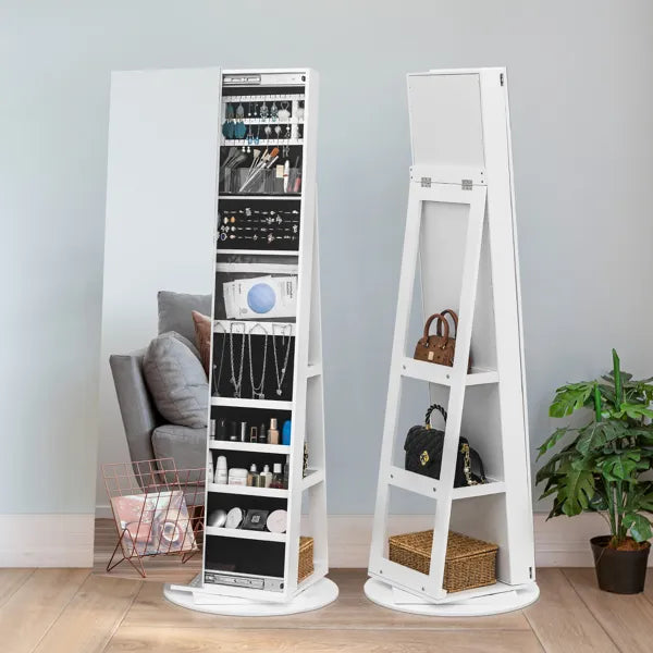 Vertical Jewelry Cabinet with Storage Mirror - Ideal for Living Room or Bedroom ShopOnlyDeal