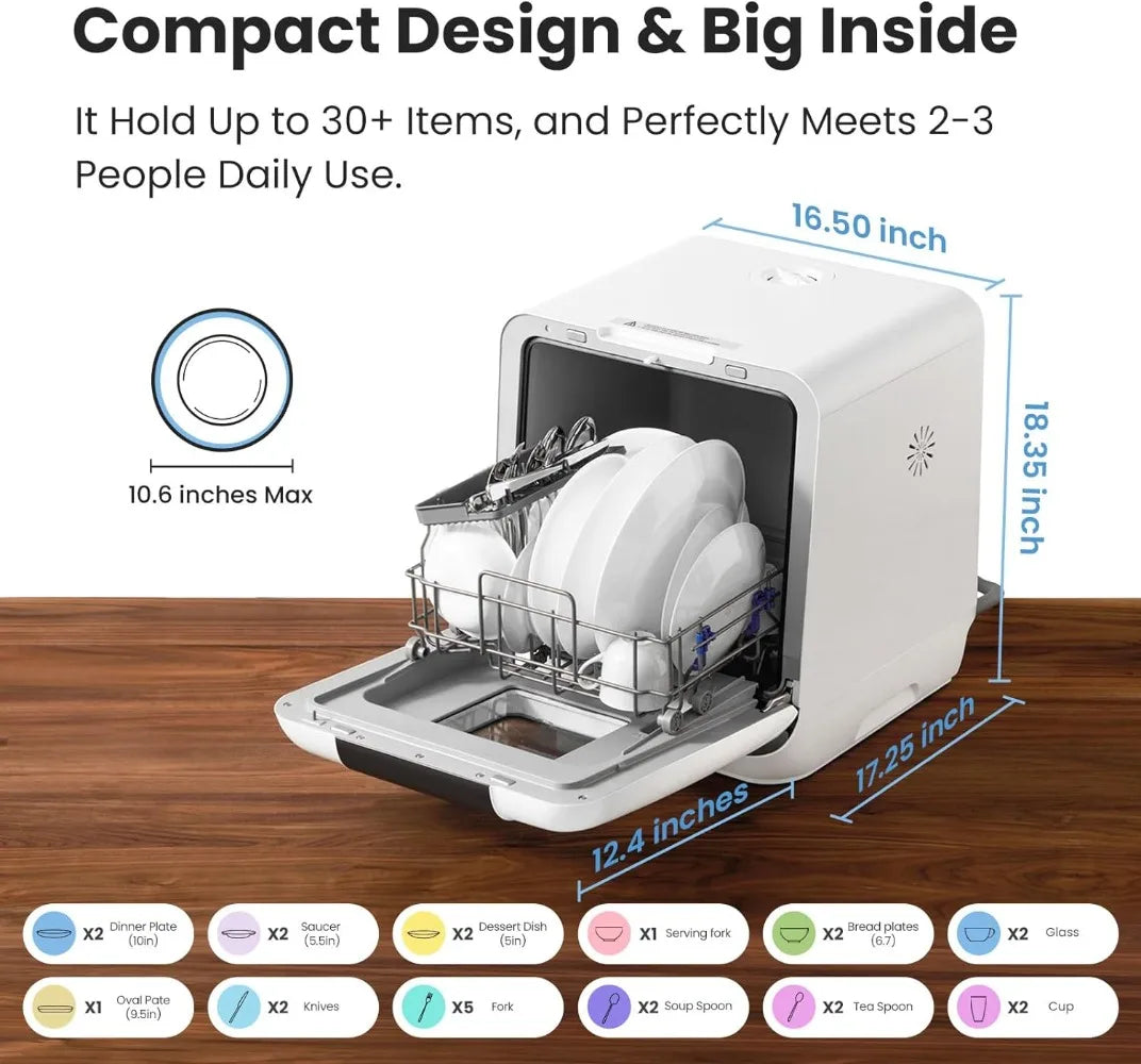 Countertop Dishwasher, Portable Dishwasher with 6L Built-in Water Tank, Mini Dishwasher with More Space Inside ShopOnlyDeal