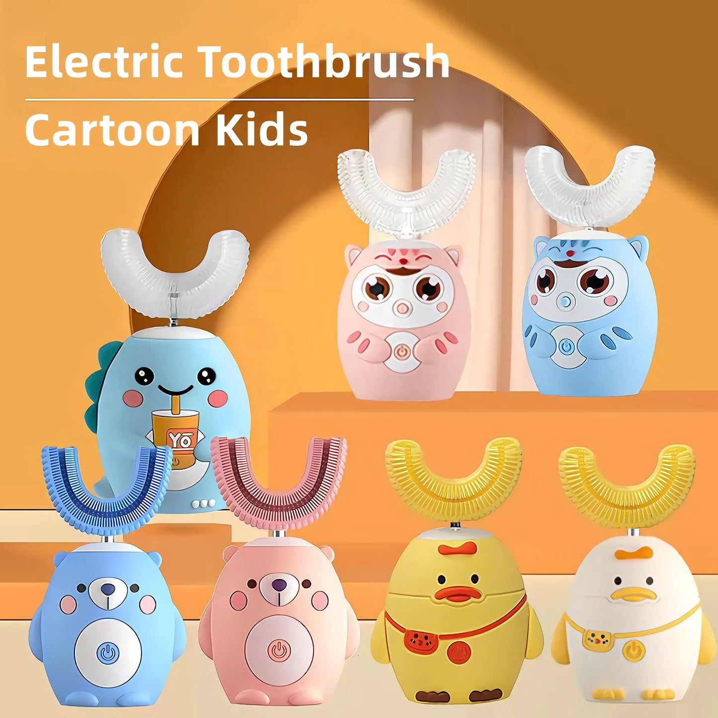 Smart 360 Degrees Sonic Electric Toothbrush Children Silicon U shape Toothbrush for Kids With lights Tooth Brush Cartoon Pattern ShopOnlyDeal