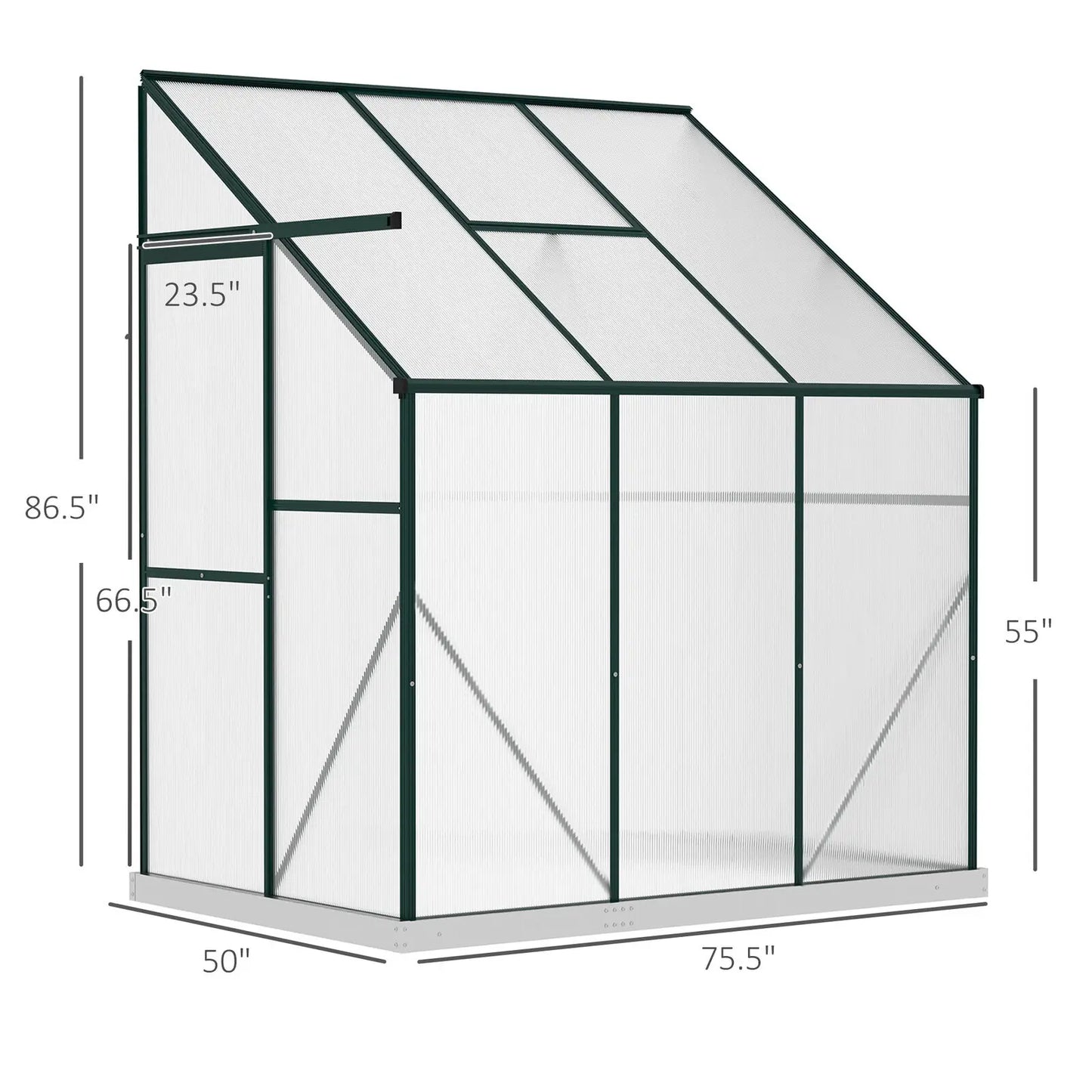 6' x 4' x 7'Aluminum Greenhouse, Polystyrene Walk-in Garden Greenhouse with 2 Adjustable Roof Vents and 3 Doors, Clear ShopOnlyDeal