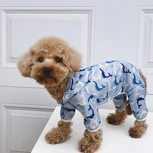 Cartoon Print Dog Raincoat with Hood | Waterproof & Windproof Pet Jacket for Small to Medium Dogs | Four-Leg Coverage with Press Button Closure ShopOnlyDeal