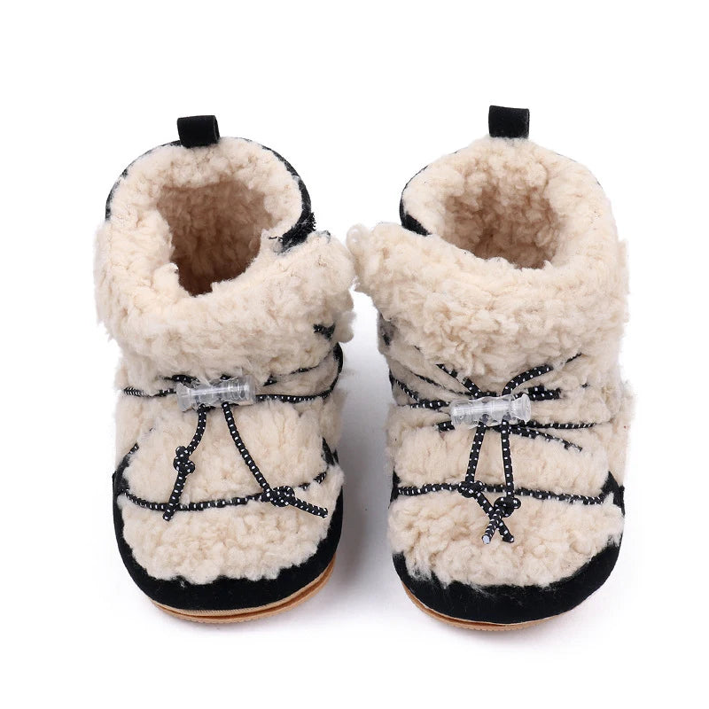 Newborn Girls Snow Boots Coral Fleece Winter Cute Ankle Boots Warm Baby Walking Shoes for Toddler Infant ShopOnlyDeal