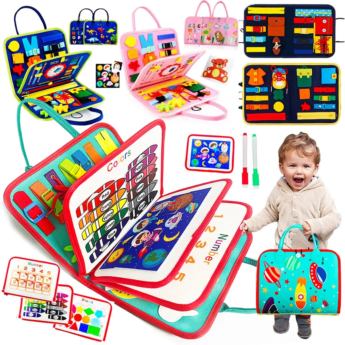 Busy Board Montessori Toys for Toddlers Sensory Toy Preschool Learning Educational Travel Activities For Boys Fine Motor Skills ShopOnlyDeal