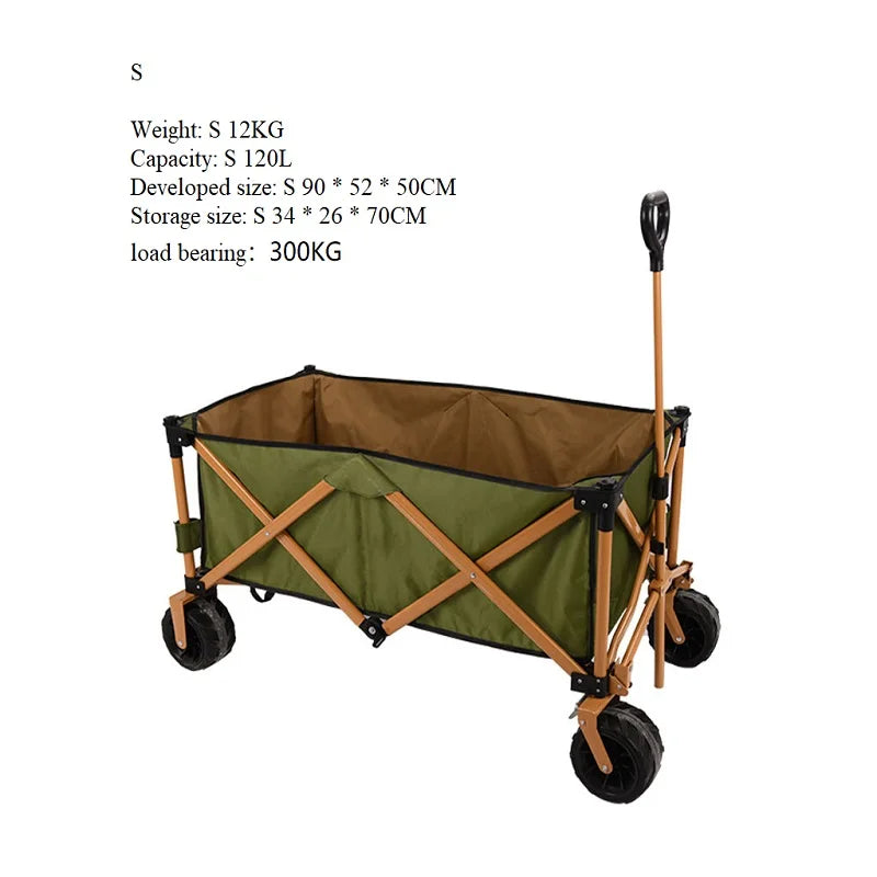 Outdoor Trolley Detachable Folding Four-Way Wide Wheel Trolley Outdoor Campground Car Picnic pull cart ShopOnlyDeal