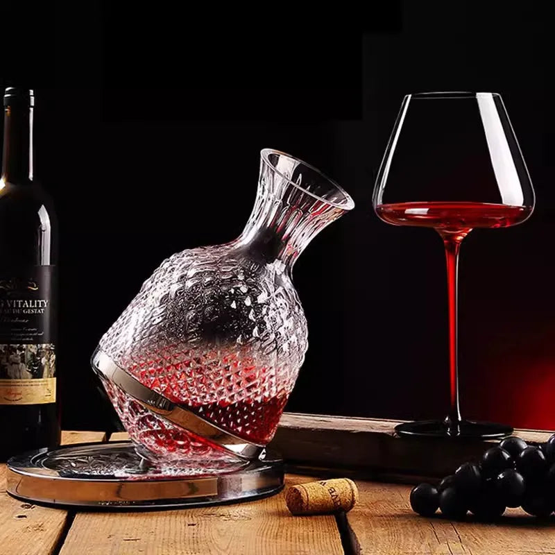 1500mlThe high-end red wine decanter is made of glass crystal material and rotates 360 degrees to accelerate the decanting speed ShopOnlyDeal