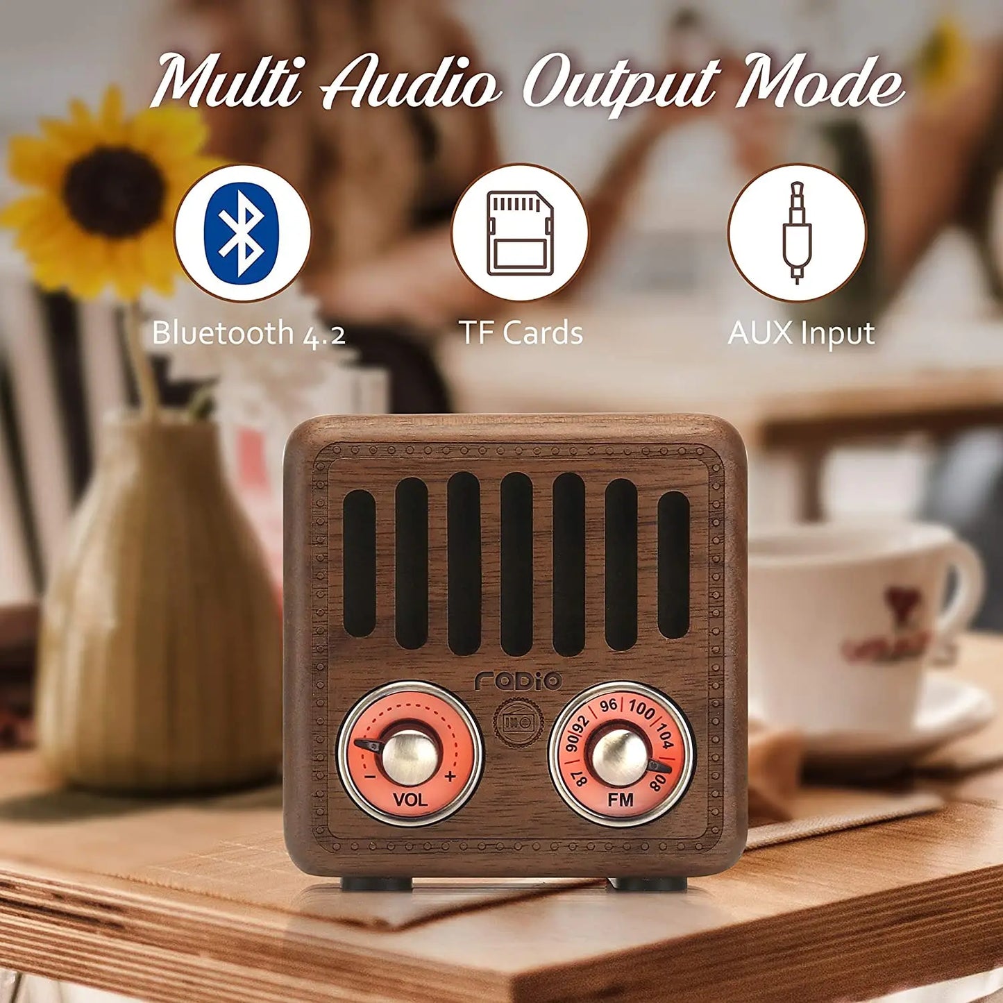 Solid Wood Portable Mini Retro FM Radio Bluetooth Speaker - Old Fashioned Classic Style ShopOnlyDeal