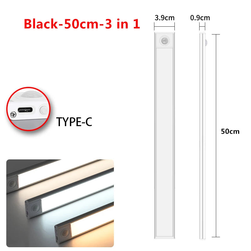 Ultra-Thin LED Lights with Motion Sensor | Wireless Under Cabinet Lighting | 10-60cm Night Light for Kitchen & Closet ShopOnlyDeal