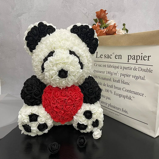 40cm Rose Bear - Artificial Foam Flower Rose Panda Decorations or Gifts for Memorial Day, Festivals, Thanksgiving Day, and Birthdays 🌹🐼🎉 ShopOnlyDeal