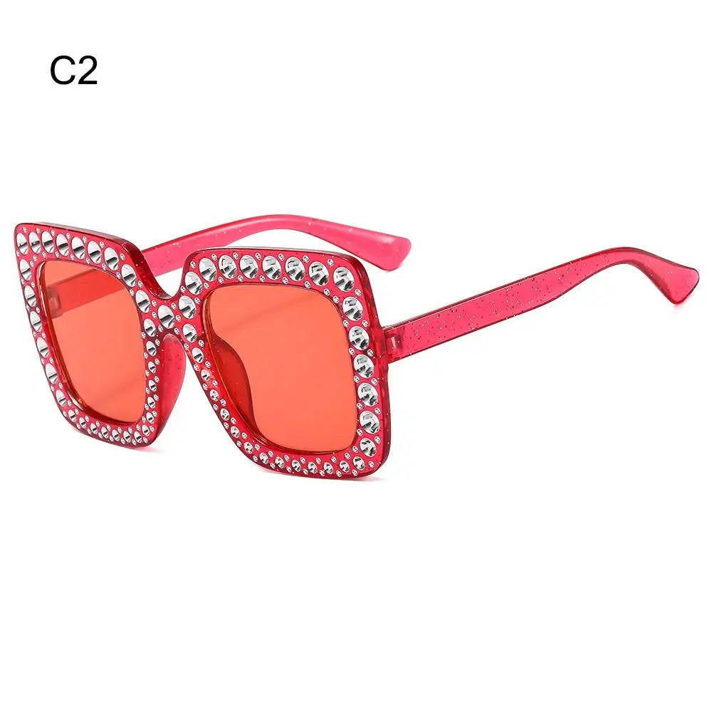 Sparkle in Style: Crystal Oversized Sunglasses for Women - Rhinestone Square Diamond Sun Glasses with Retro Big Frame ShopOnlyDeal