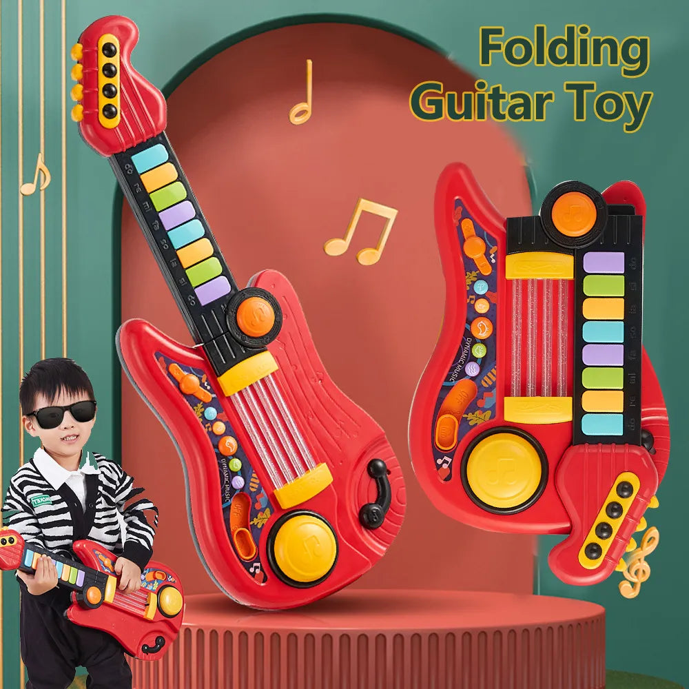 Kids Guitar Toy 2-in-1 Folding Musical Instrument | Electronic Piano | Brain-Training Educational Toys | Birthday Gift for Girls & Boys ShopOnlyDeal