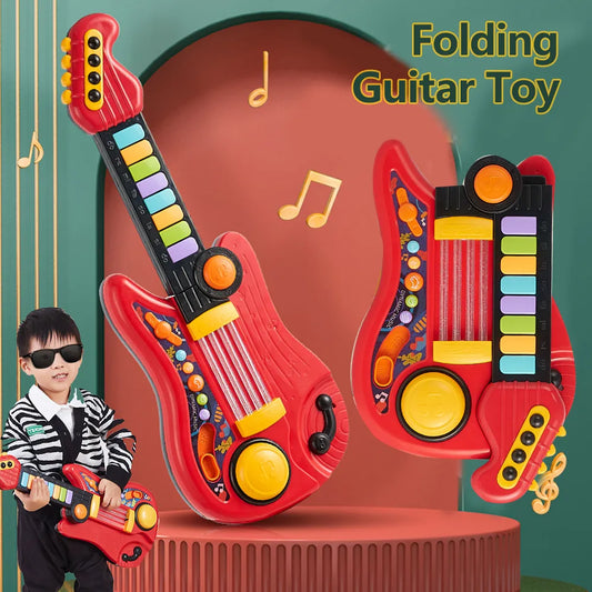 Kids Guitar Toy 2-in-1 Folding Musical Instrument | Electronic Piano | Brain-Training Educational Toys | Birthday Gift for Girls & Boys ShopOnlyDeal