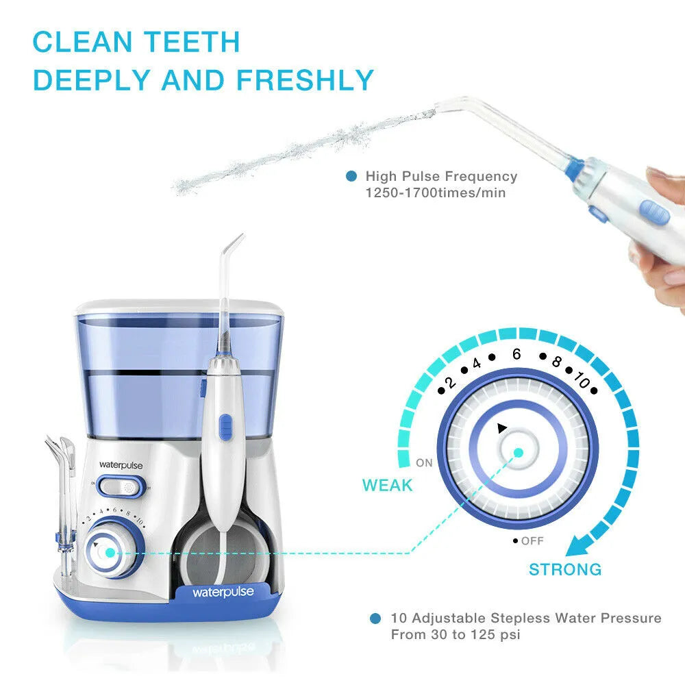 Waterpulse V300G Oral Irrigator - 5pcs Tips - Dental Water Flosser Electric Cleaner - 800ml Oral Hygiene Dental Flosser For Oral Care ShopOnlyDeal