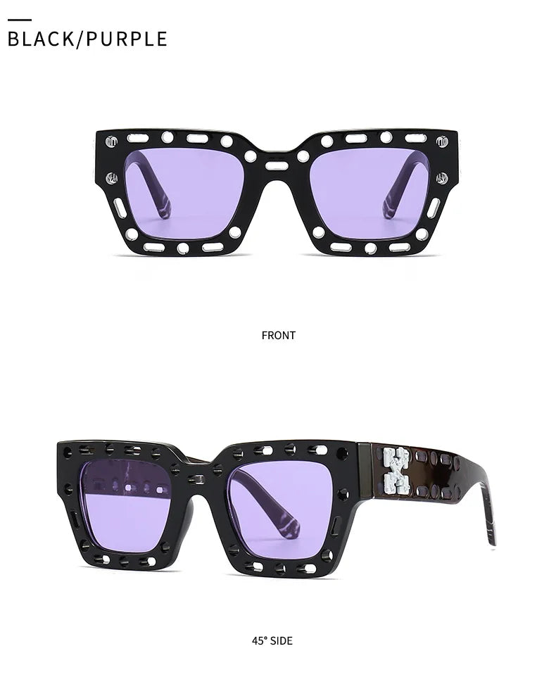 Brand Designer Square Hollow Out Sunglasses Women For Men 2023 Trending Sun Glasses Fashion Vintage Punk Luxury Shades UV400 Auecmoi Official Store